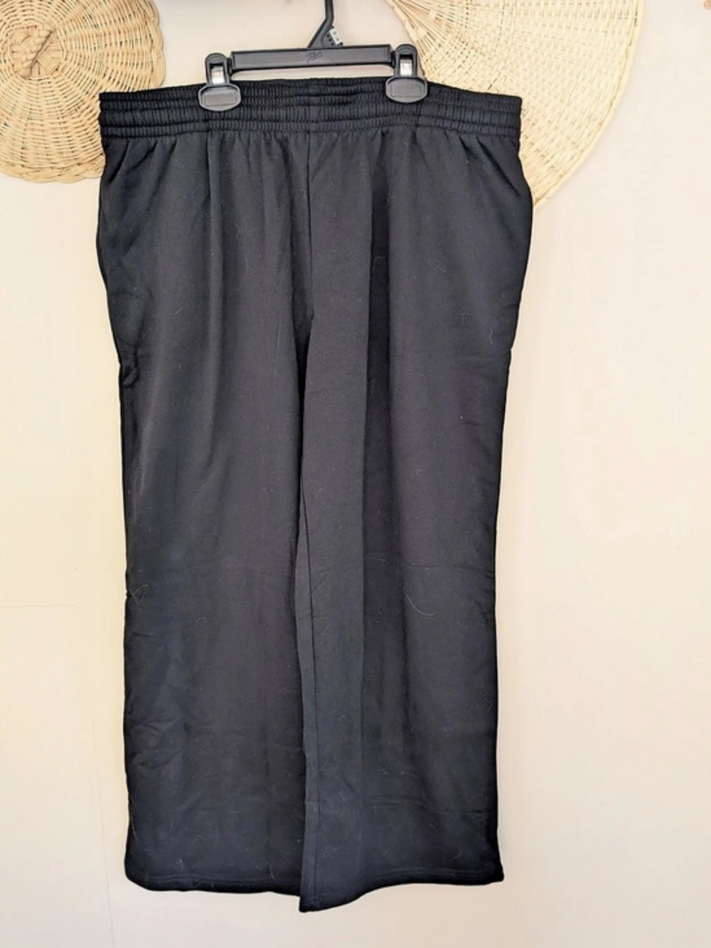 H&M High Waist Wide Leg Sweatpants Black Fleece Lounge Pants XL